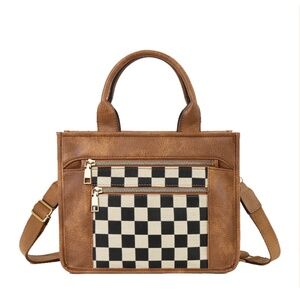Brown Checkmate Tote Bag Handbag